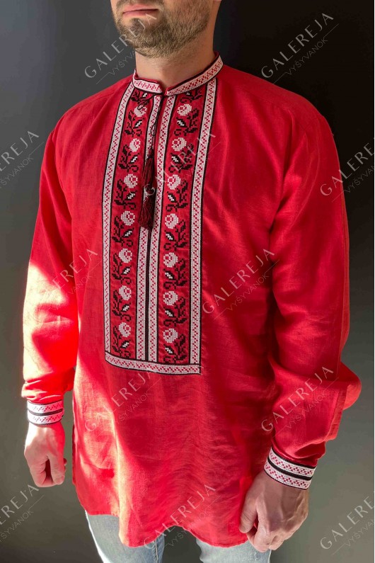Men's embroidered shirt "Red Rose"