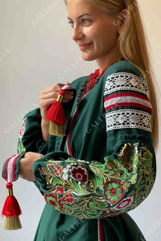 Women's embroidered dress "Petrykivsky painting"