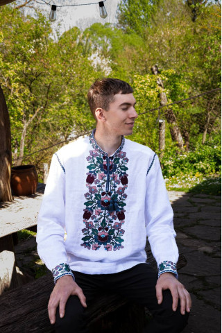 Men's Embroidered Shirt "Fuchsia"