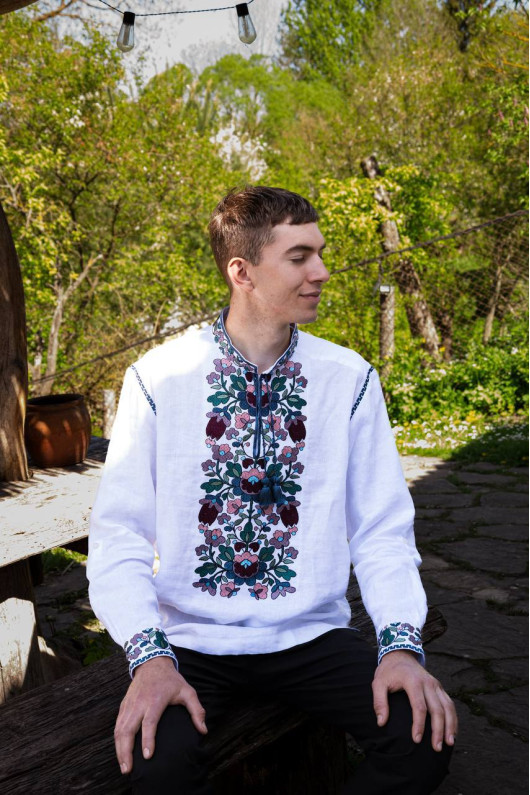 Men's Embroidered Shirt "Fuchsia"