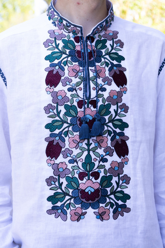 Men's Embroidered Shirt "Fuchsia"