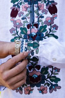 Men's Embroidered Shirt "Fuchsia"