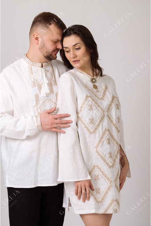 Paired embroidered shirts "Grain"