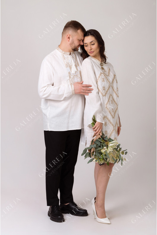 Paired embroidered shirts "Grain"